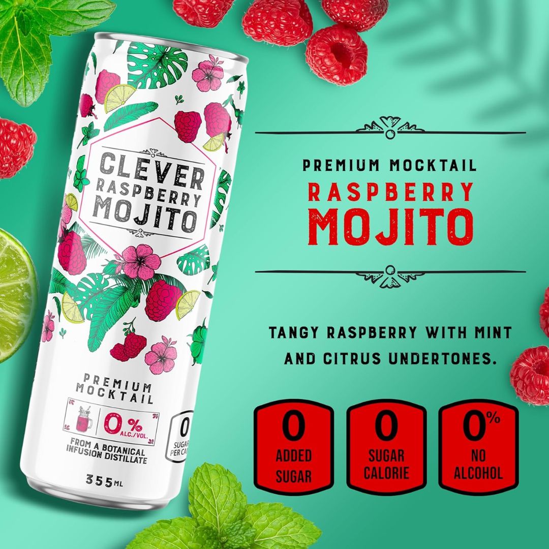 Clever Mocktail Non-Alcoholic No Sugar Raspberry Mojito - Upside