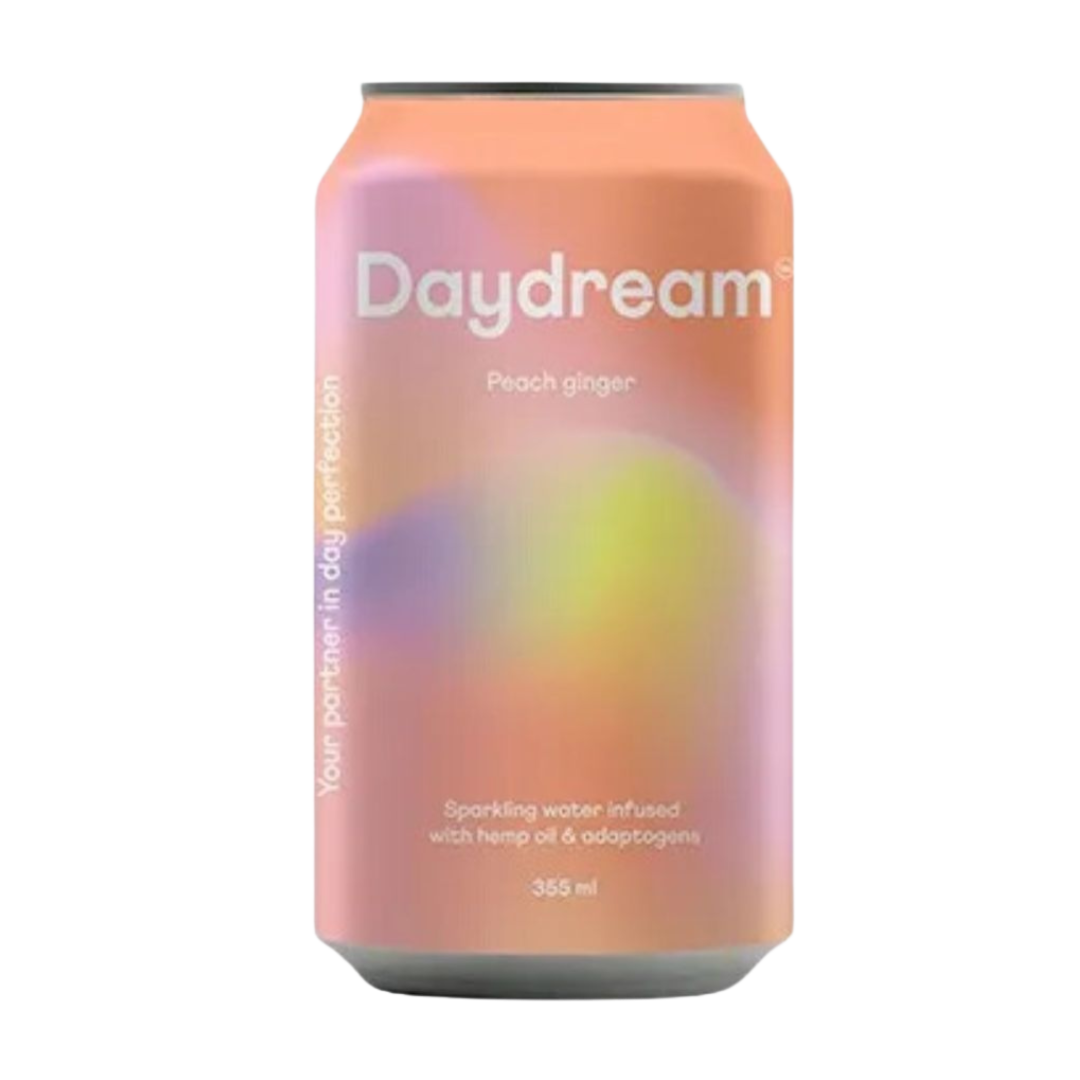 Daydream - Eau pétillante infusée de pêche, gingembre, chanvre et adaptogène - Paquet de 12