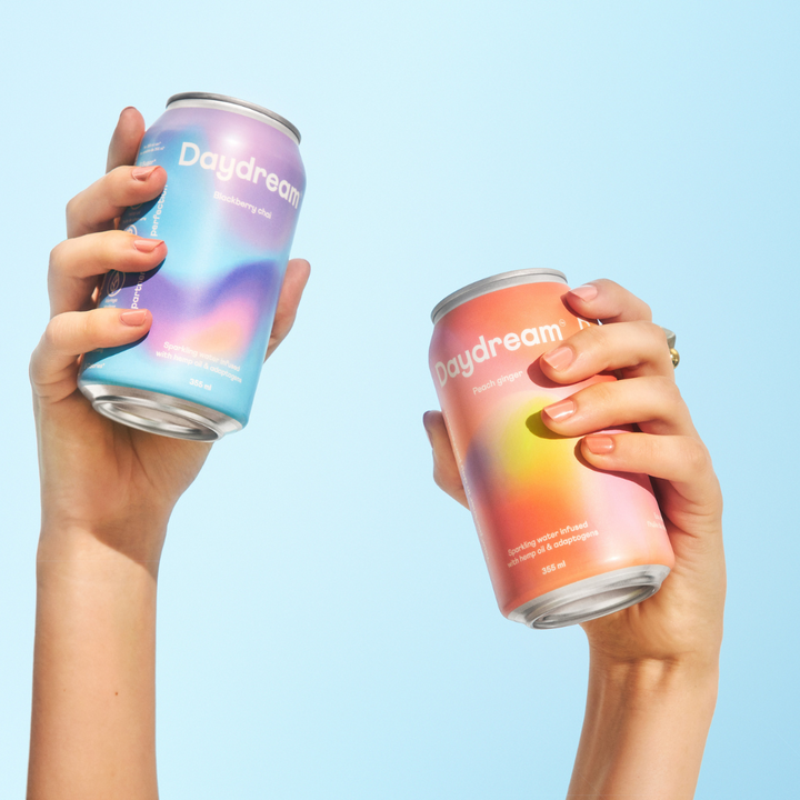 Daydream - Eau Pétillante Pêche Gingembre infusée au Chanvre et Adaptogènes