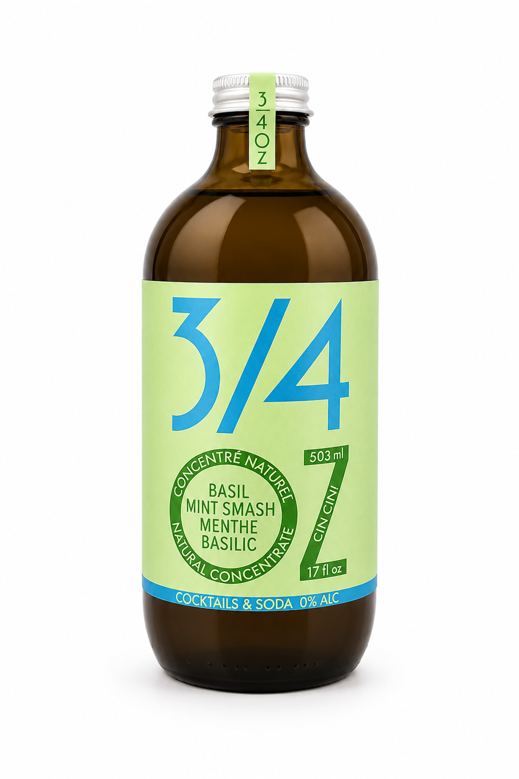 3/4 OZ - Mint Basil Smash Tonic bottle, 2026 rebrand