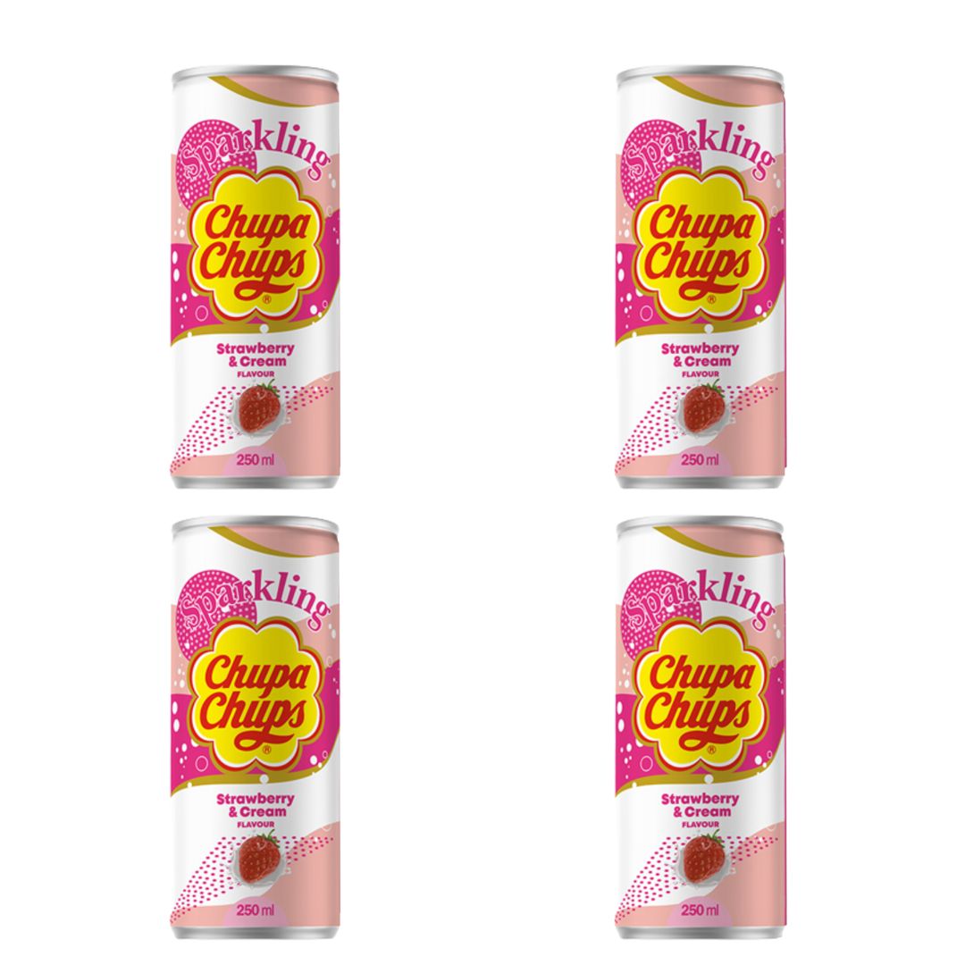 Chupa Chups - Strawberry & Cream Sparkling Drink (4 Pack)