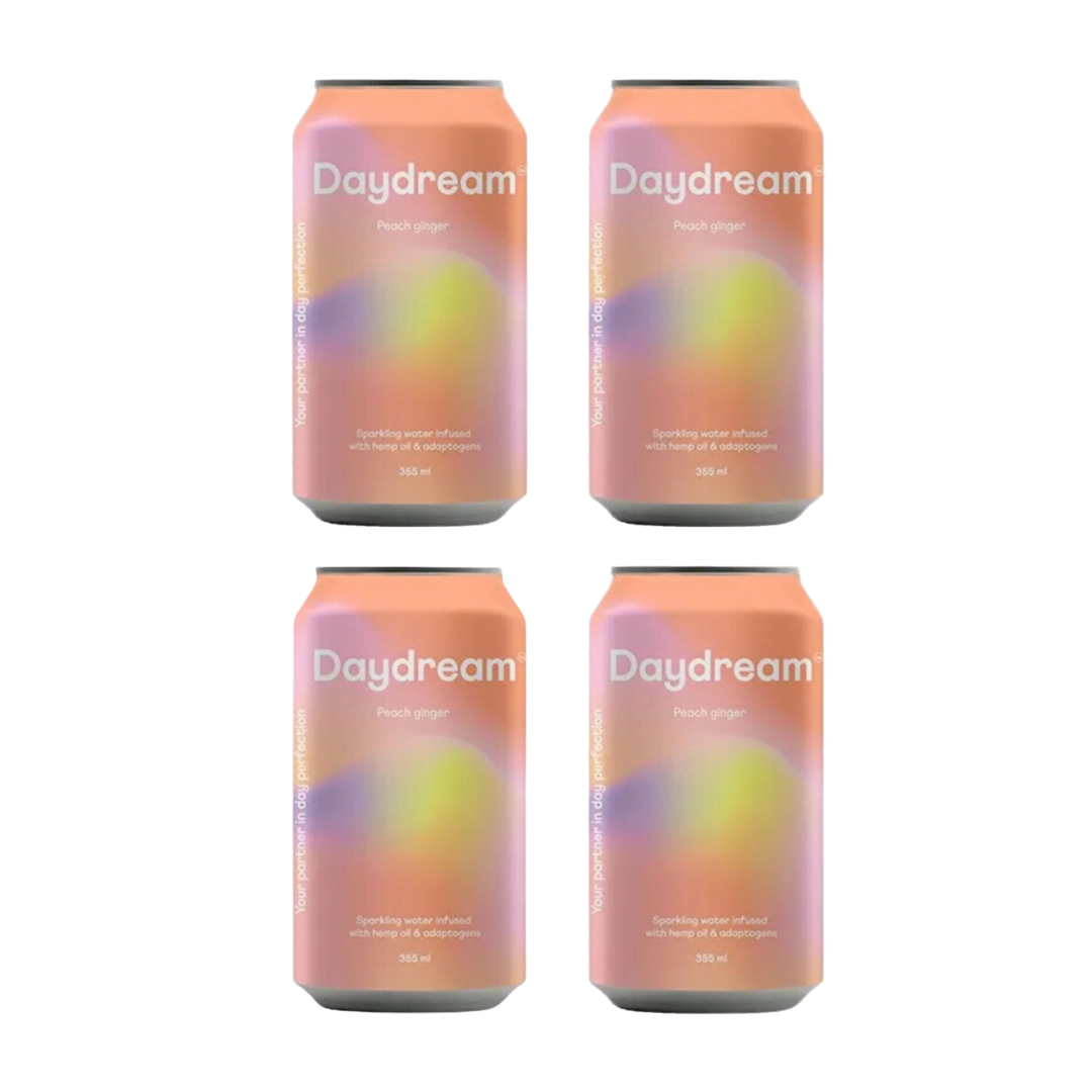 Daydream Natural Peach Ginger Hemp and Adaptogen Infused Sparkling
