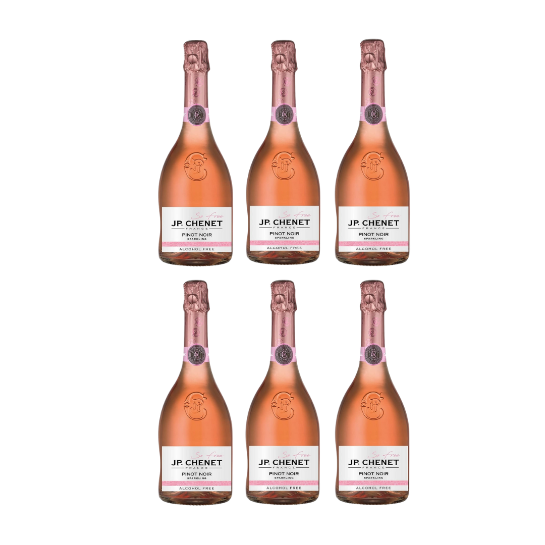 JP. Chenet So Free French Non-Alcoholic Sparkling Pinot Noir - Alcohol-Free Wine For Sophisticated Moments Made In France | 4 PACK