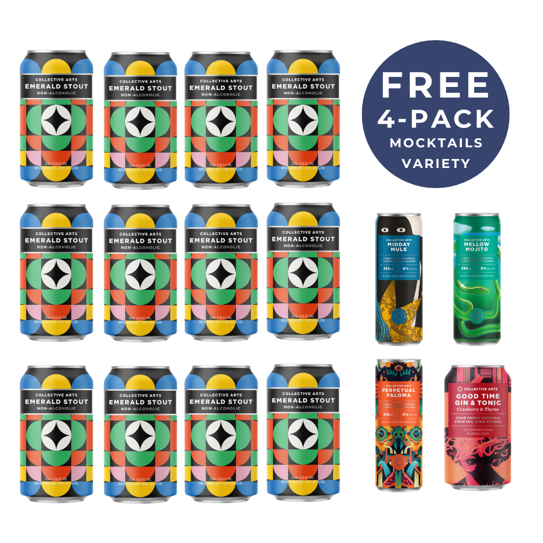 Collective Arts - Emerald Stout 12 Pack + FREE 4-Pack Mocktails - UpsideDrinks