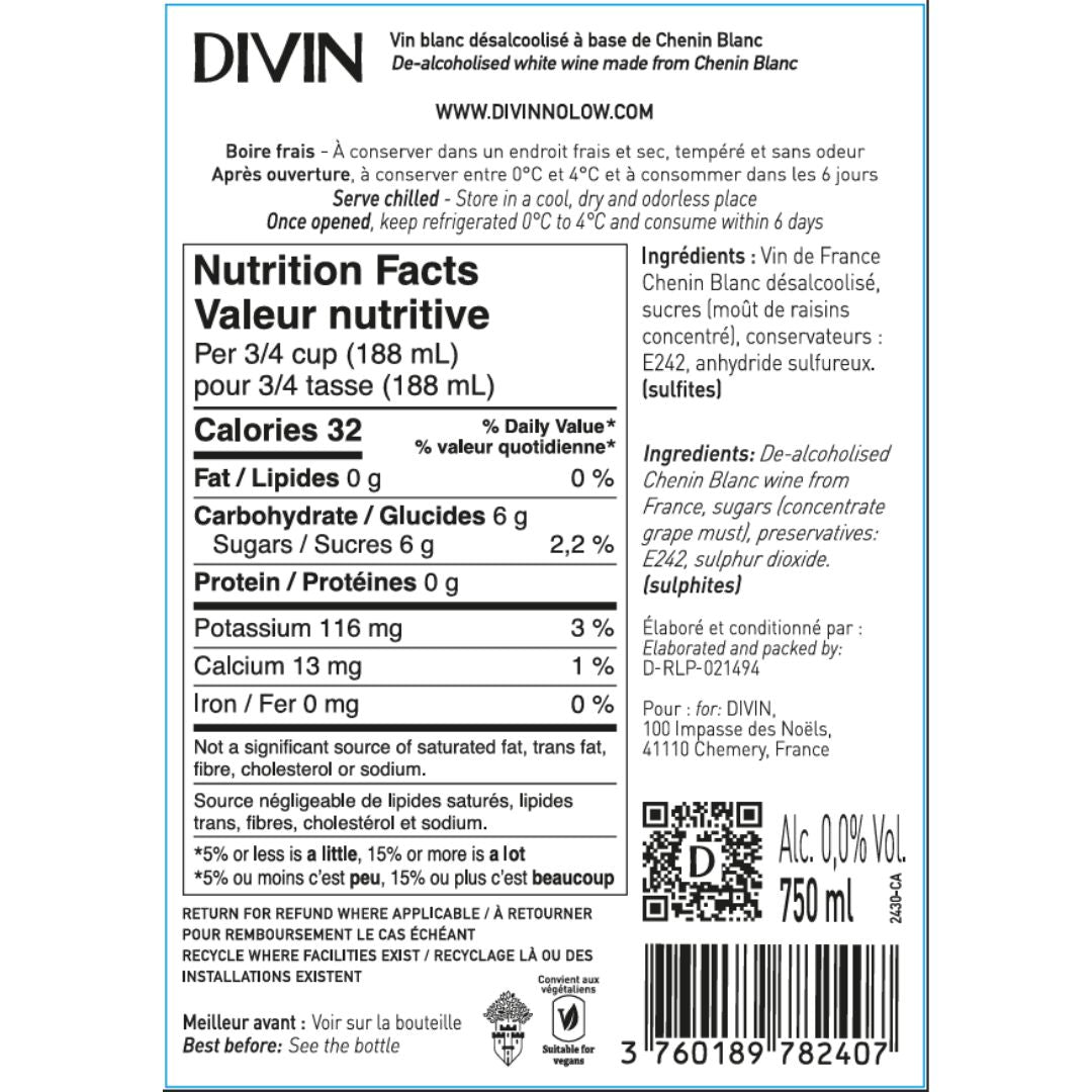 DIVIN 0.0 - Chenin Blanc, nutrition facts