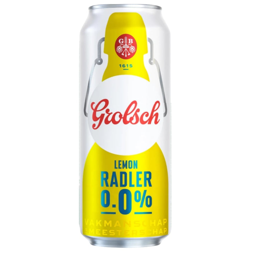 Grolsch Radler 0.0% is deliciously refreshing. A unique alcohol free radler made out of non-alcoholic beer, combined with real fruit juice. Fresh and sweet in flavor, with a soft aftertaste and the refreshing taste of lemon. Made with only natural ingredients.